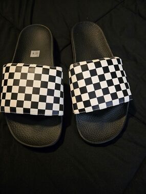 Vans Black and White Checkerboard Slide New Without Tags Size 10 Mens